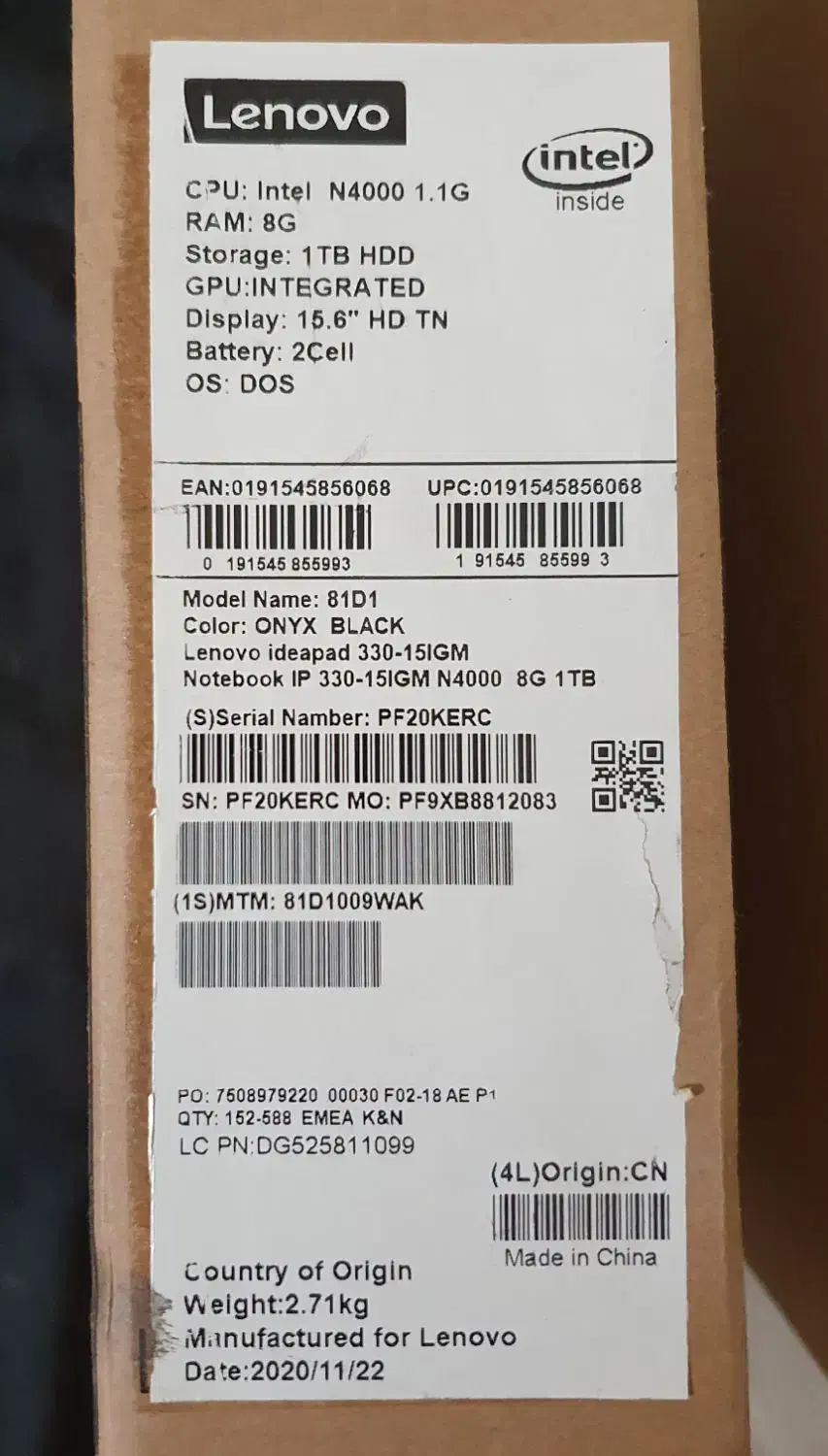 لپ تاپ  15 اینچ لنوو مدل -  ideapad 330  nxb مشکی|رایانه همراه|تهران, ایرانشهر|دیوار