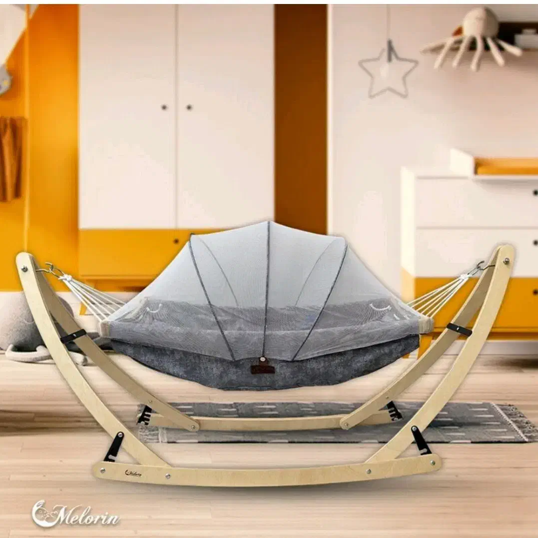 گهواره نوزاد ملورین چوبی با توری پشه‌گیر|اسباب و اثاث بچه|خمینی‌شهر, |دیوار