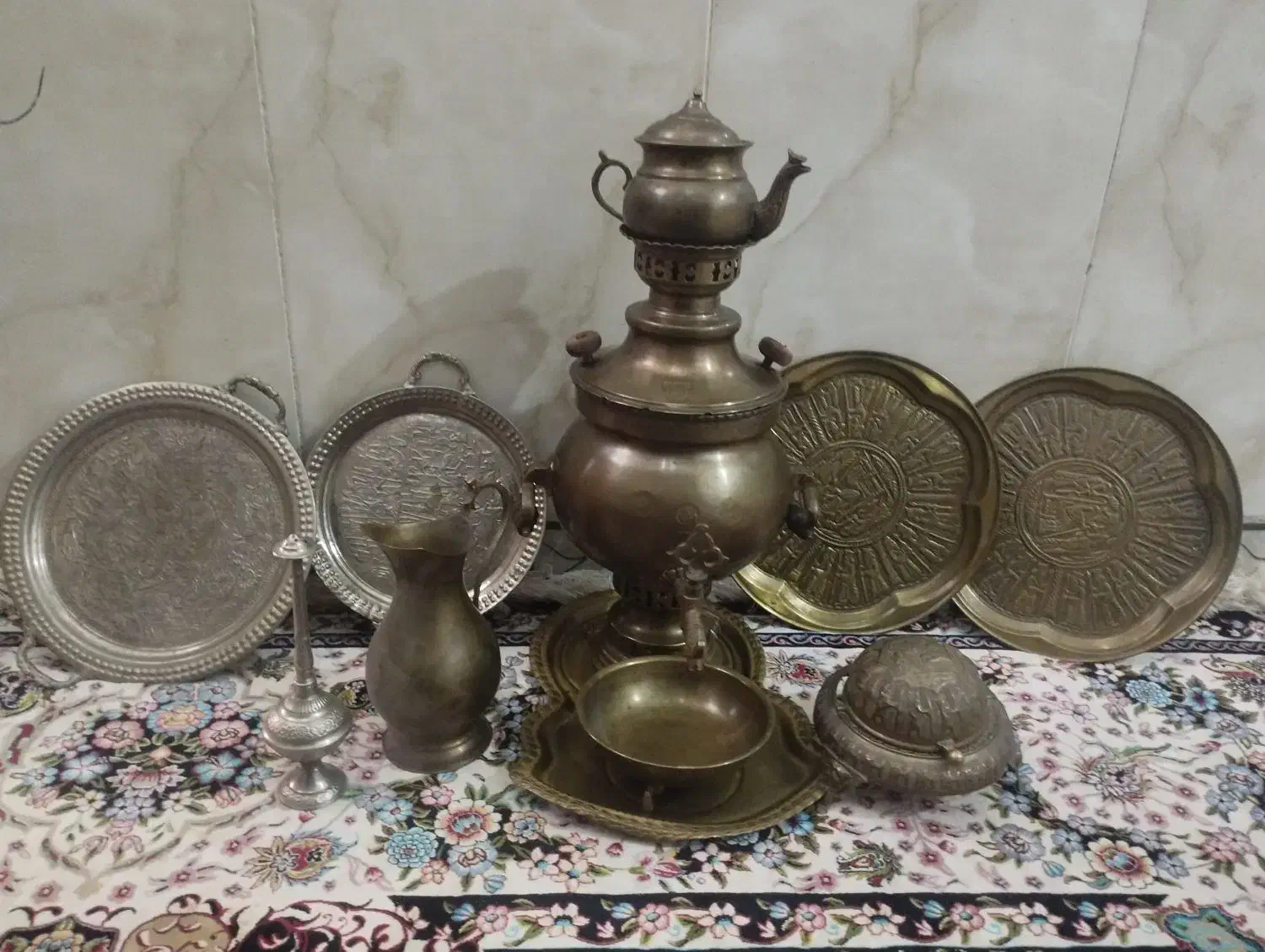 سماور زغالی وقابلمه مسی|کلکسیون اشیاء عتیقه|کرمانشاه, |دیوار