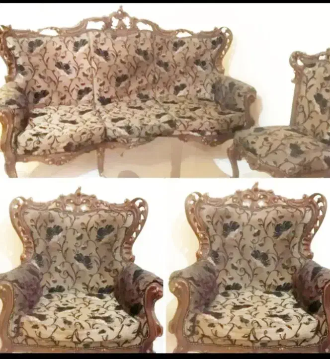 مبل استیل چوب گردو هفت نفره سلطنتی تشک دوبل|مبلمان خانگی و میز عسلی|تهران, دهم فروردین|دیوار