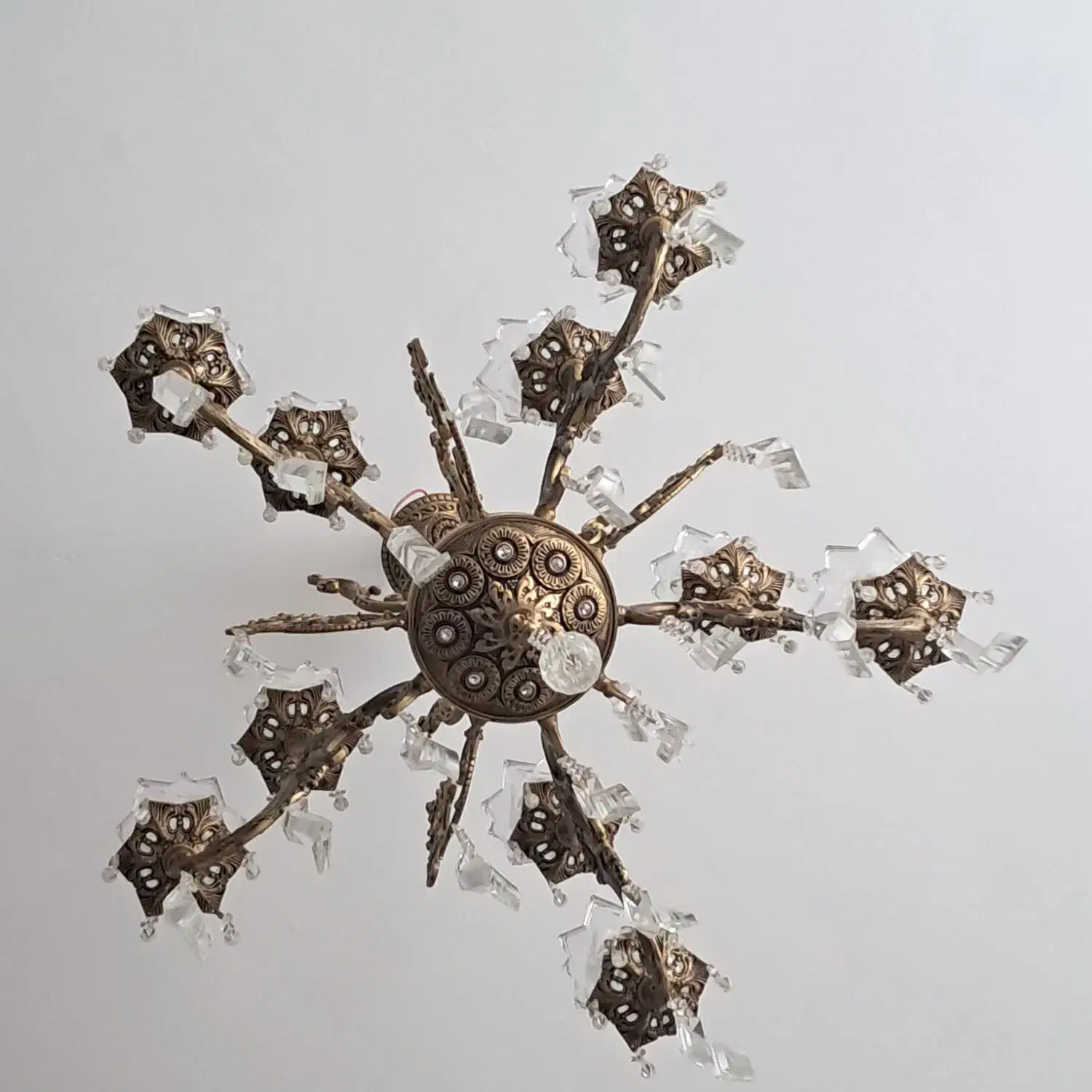 لوستر برنزی ۵ شاخه ۱۰ لامپ|لوستر و چراغ آویز|سهند, |دیوار