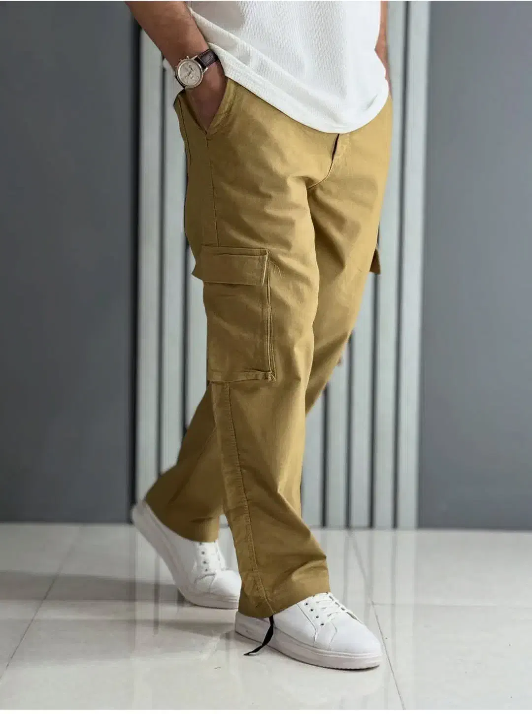 شلوار کارگو کتان نیل کمرکش بگ استایل|لباس|فردیس, فردیس|دیوار