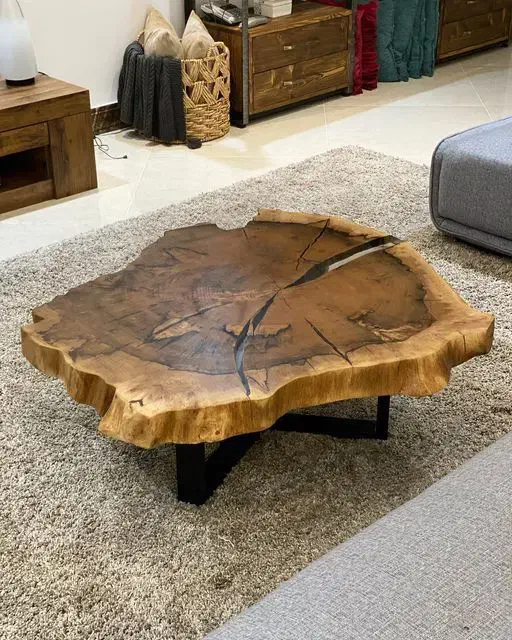 جلومبلی روستیک چوب طبیعی گردو و کنده درختی|مبلمان خانگی و میز عسلی|اهواز, پادادشهر|دیوار