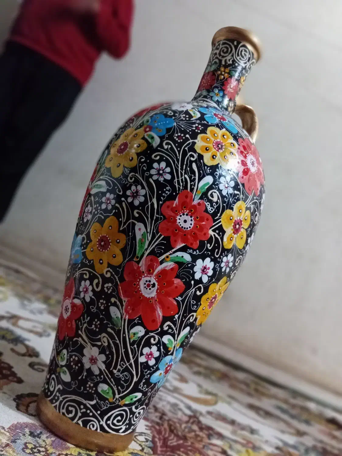 کوزه طرح گل دست ساز|صنایع دستی و سایر لوازم تزئینی|قم, ارم|دیوار