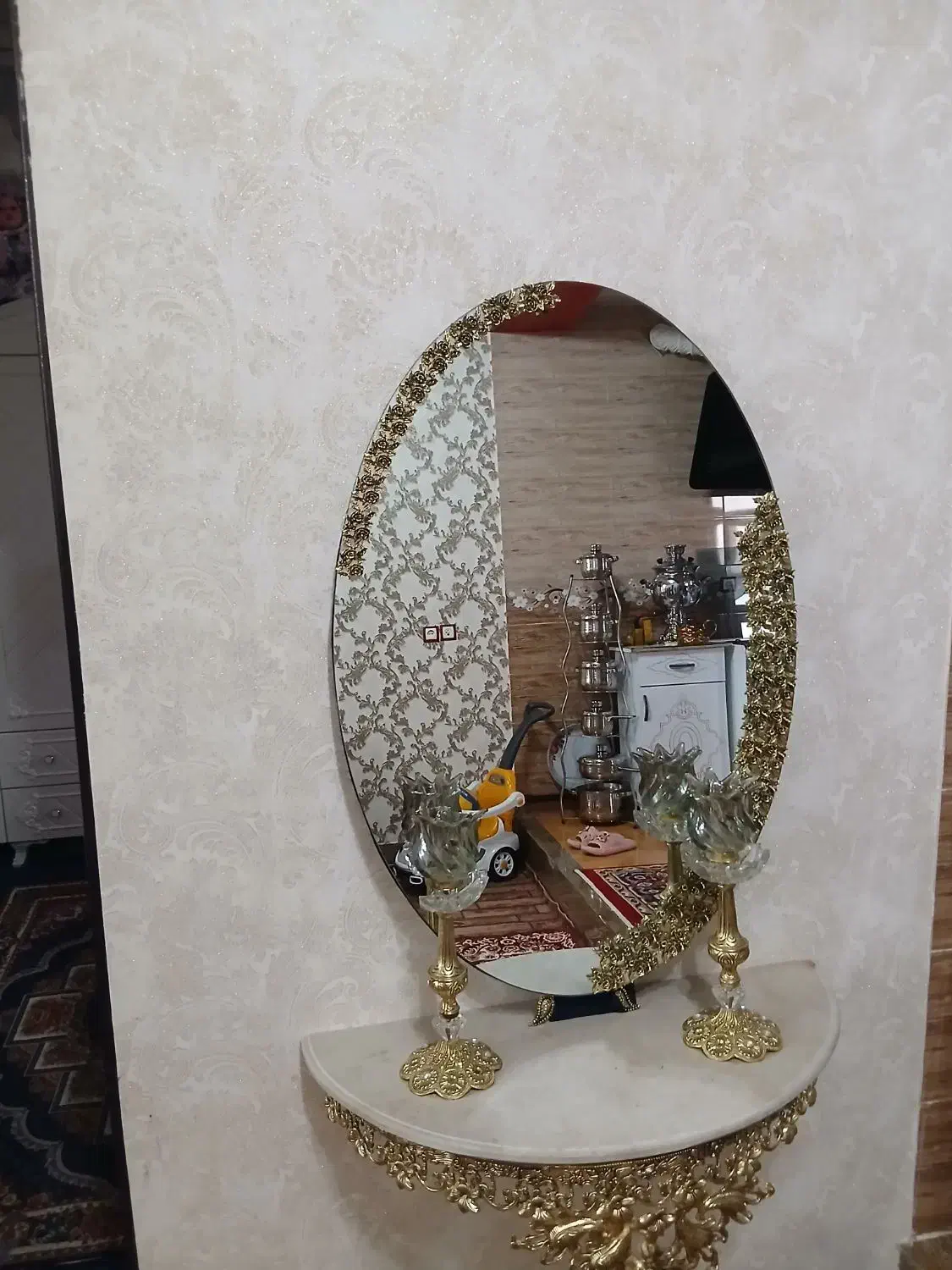 یک عدد اینه شمعدانی|صنایع دستی و سایر لوازم تزئینی|بناب, |دیوار