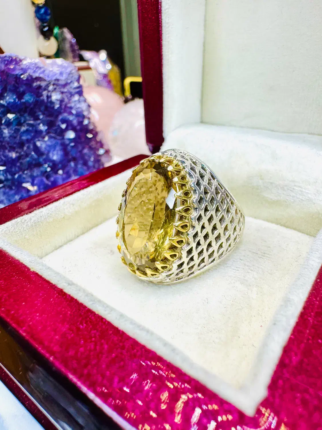 انگشتر فوق کلکسیونی گوهرسنگ سیترین کوارتز جواهری|بدلیجات|تبریز, |دیوار