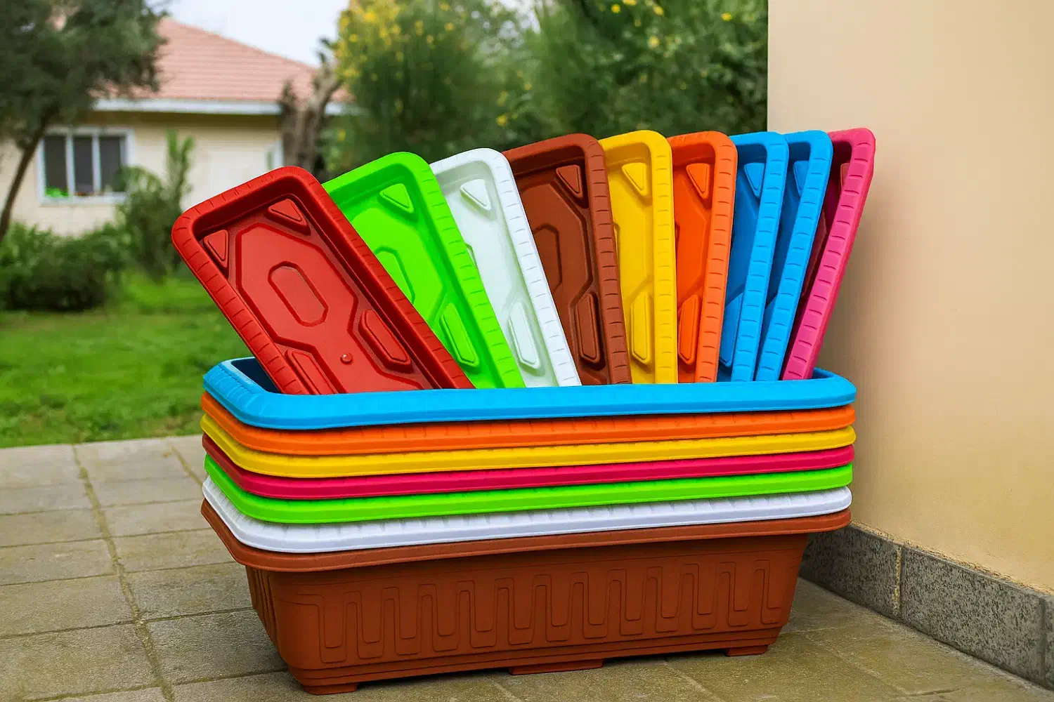 پخش انواع گلدان پلاستیکی کشاورزی و زینتی|گل و گیاه طبیعی|رشت, پل تالشان|دیوار