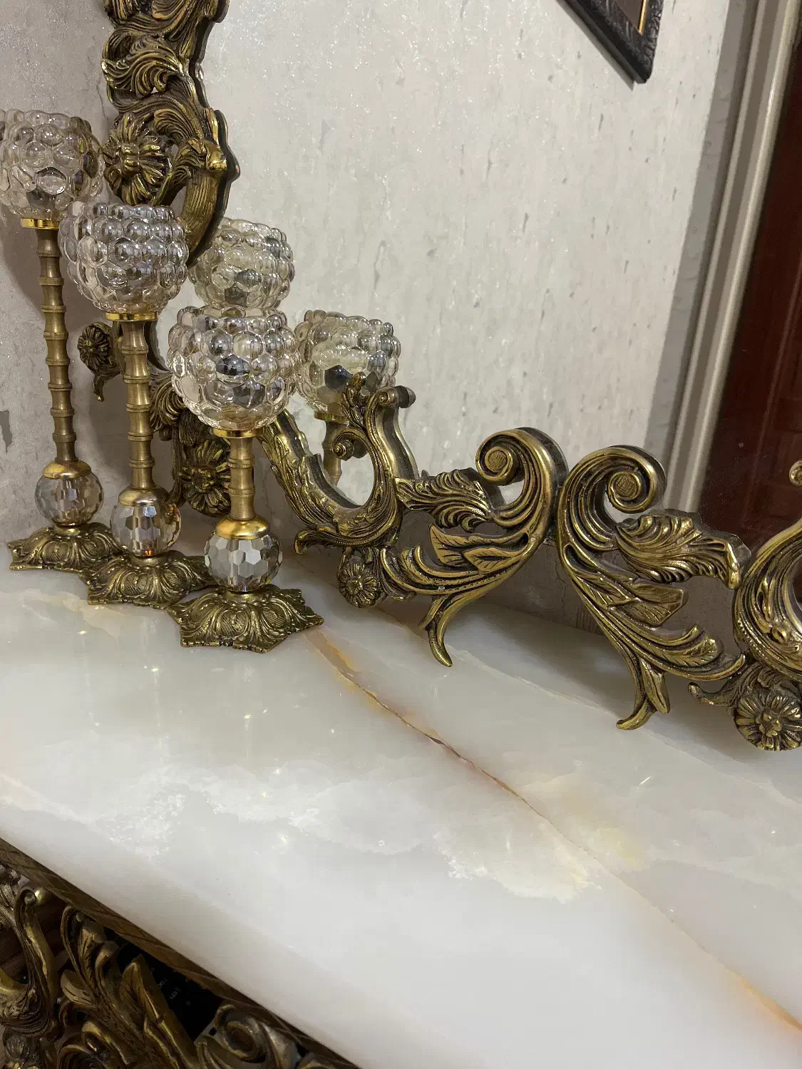 آیینه کنسول و ساعت برنز|مبلمان خانگی و میز عسلی|اسلام‌شهر, شهرک قائمیه|دیوار