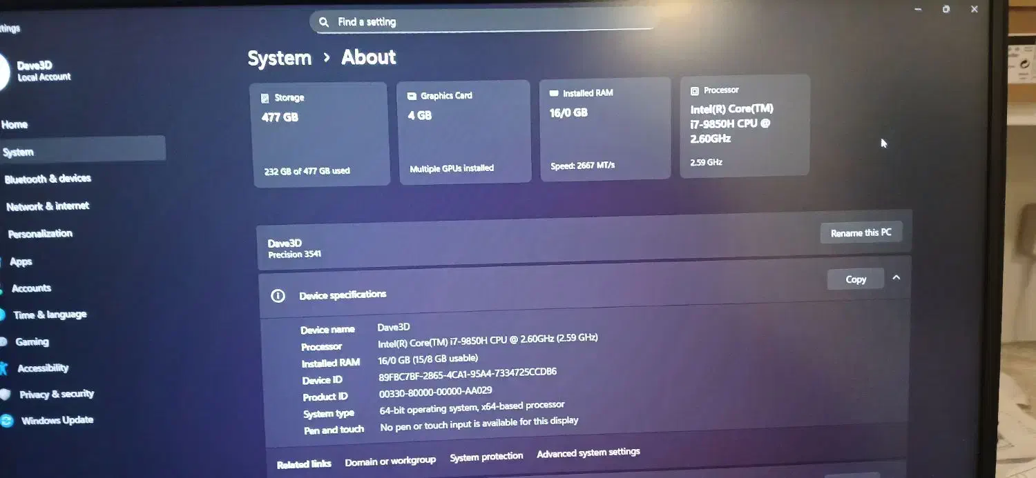 فروش لبتاپ گیمینگ و مهندسی Dell Precision3541|رایانه همراه|گرگان, |دیوار