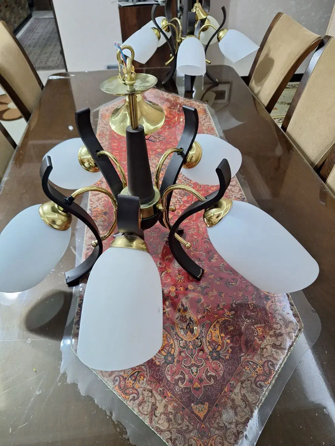 لوستر ۵ شاخه ای|لوستر و چراغ آویز|شیراز, دینکان|دیوار