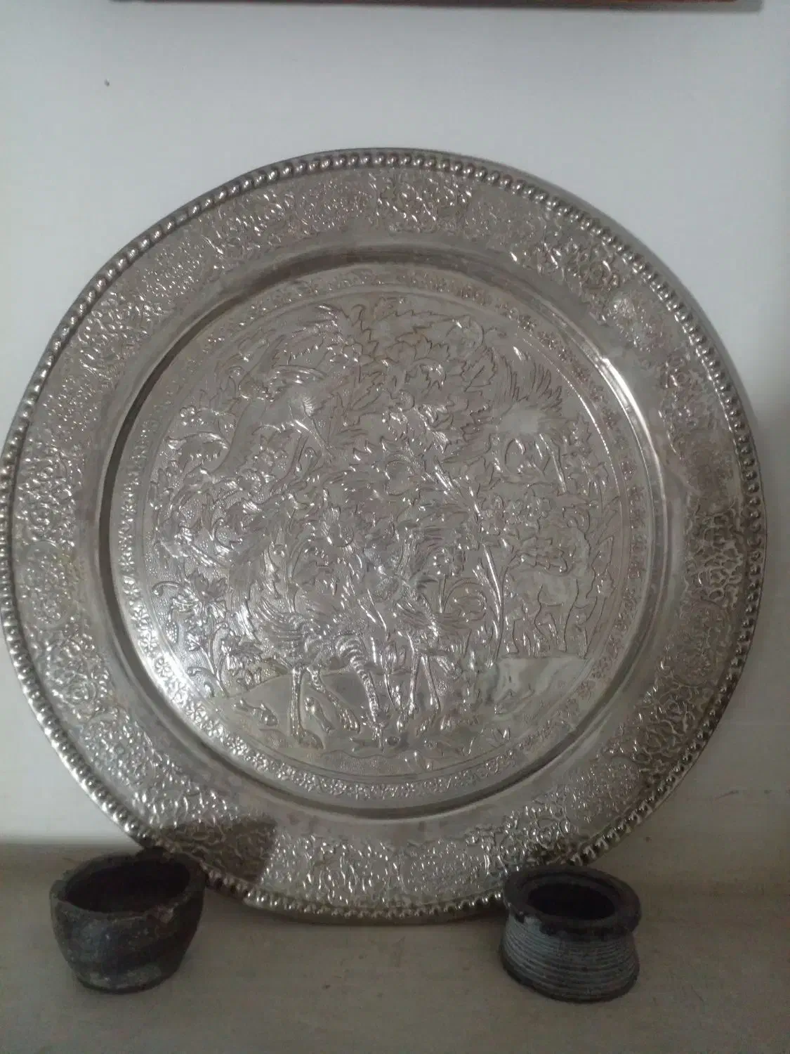 سینی عتیقه قلم کاری|کلکسیون اشیاء عتیقه|هشتگرد, شهرک راه آهن|دیوار