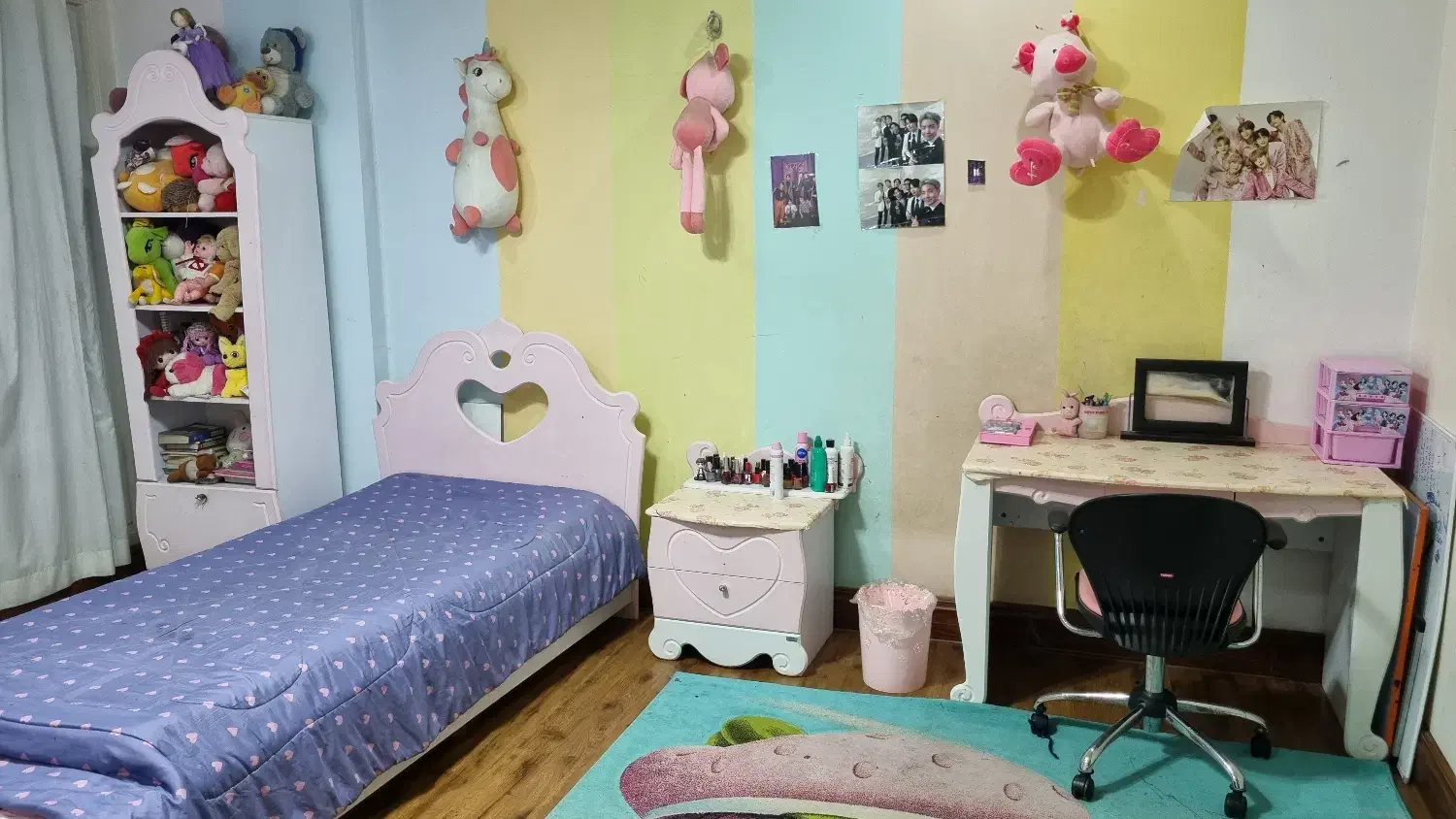 سرویس خواب کودک و نوجوان دخترانه|تخت و سرویس خواب|قائم‌شهر, |دیوار