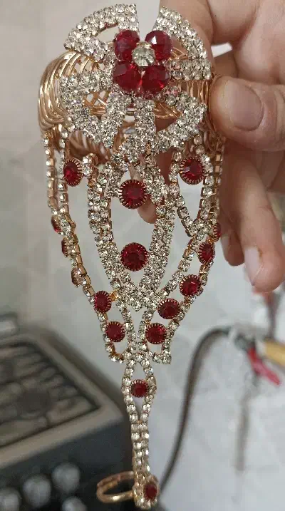 دستبند نگینی خوشگل انگشتر دار|بدلیجات|قنوات, |دیوار