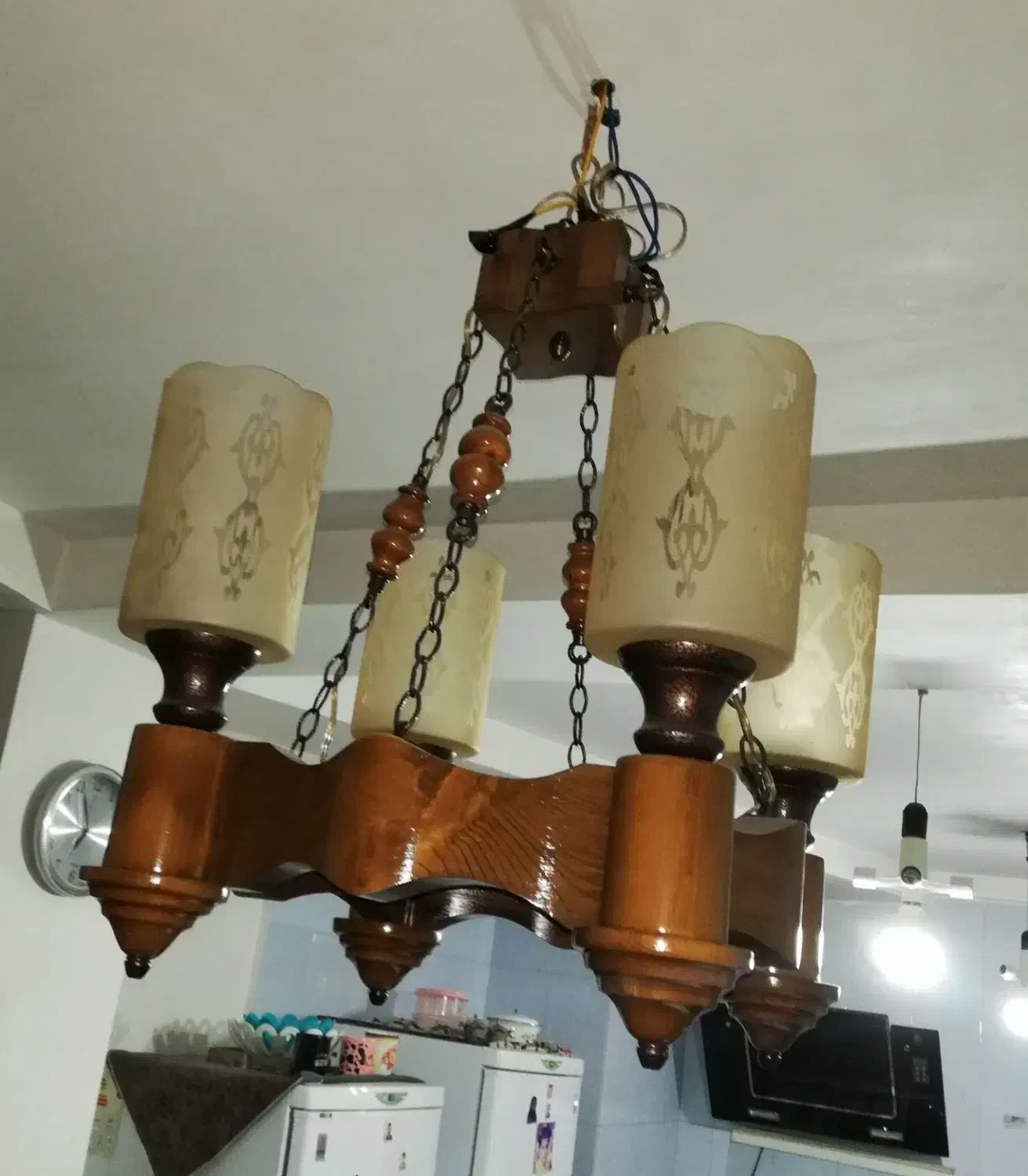 لوستر سنتی چوبی|لوستر و چراغ آویز|گرگان, |دیوار