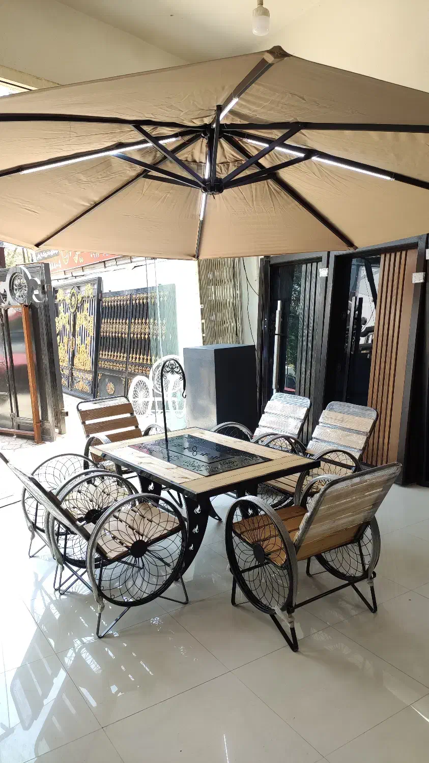 میز آتشدان، میز آتشکده و صندلی باغی با کیفیت بالا|میز و صندلی غذاخوری|خمینیشهر, |دیوار