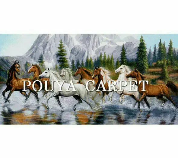 نقشه ی اسب های خروشان|تابلو فرش|تبریز, |دیوار