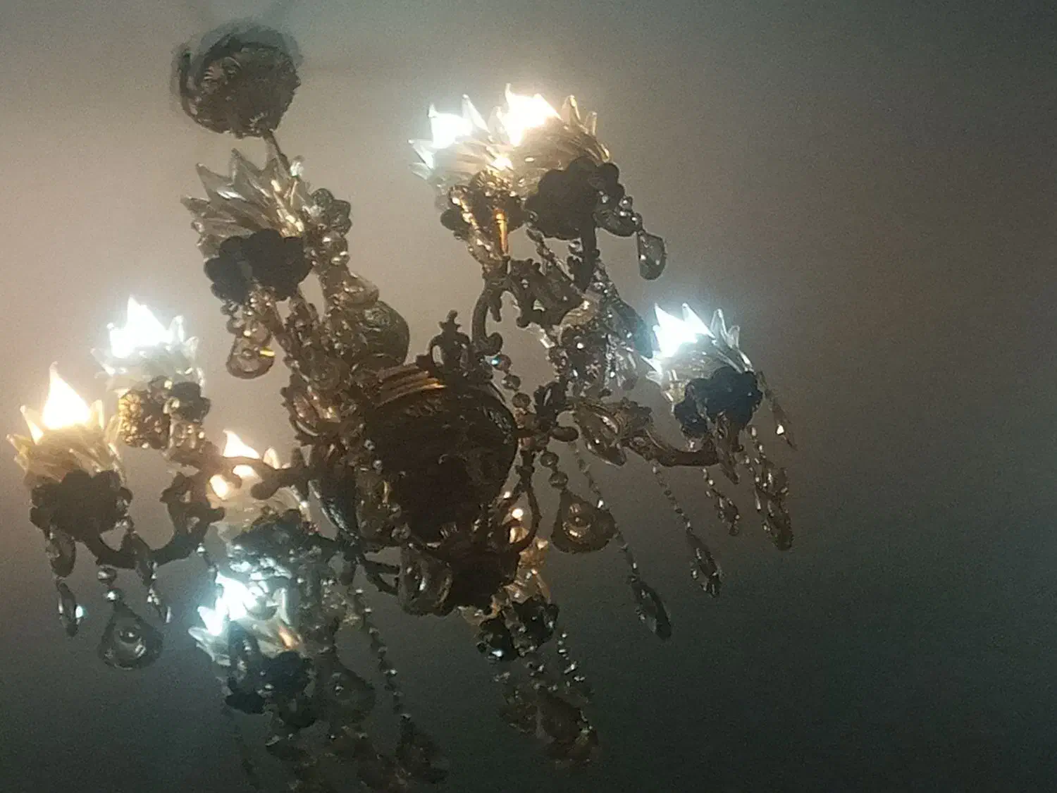 لوستر برنزی ۶ شاخه|لوستر و چراغ آویز|تبریز, |دیوار