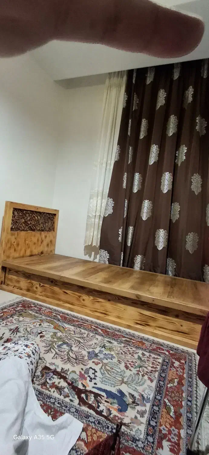 تخت تک نفره چوب راش|تخت و سرویس خواب|تهران, فرمانیه|دیوار