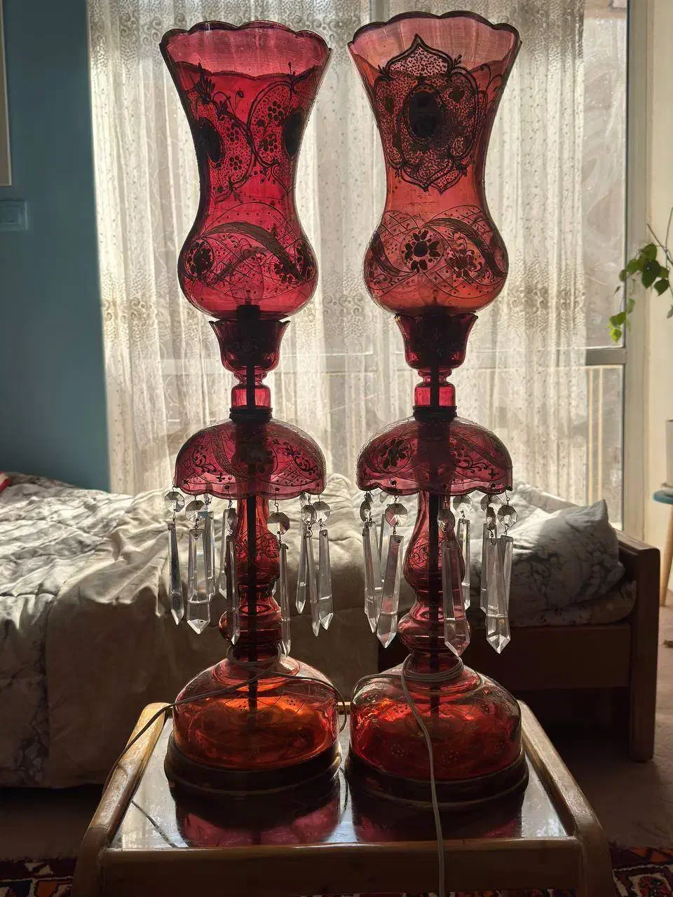 چراغ لاله عباسی طرح قاجار|لوستر و چراغ آویز|اصفهان, خانه اصفهان|دیوار