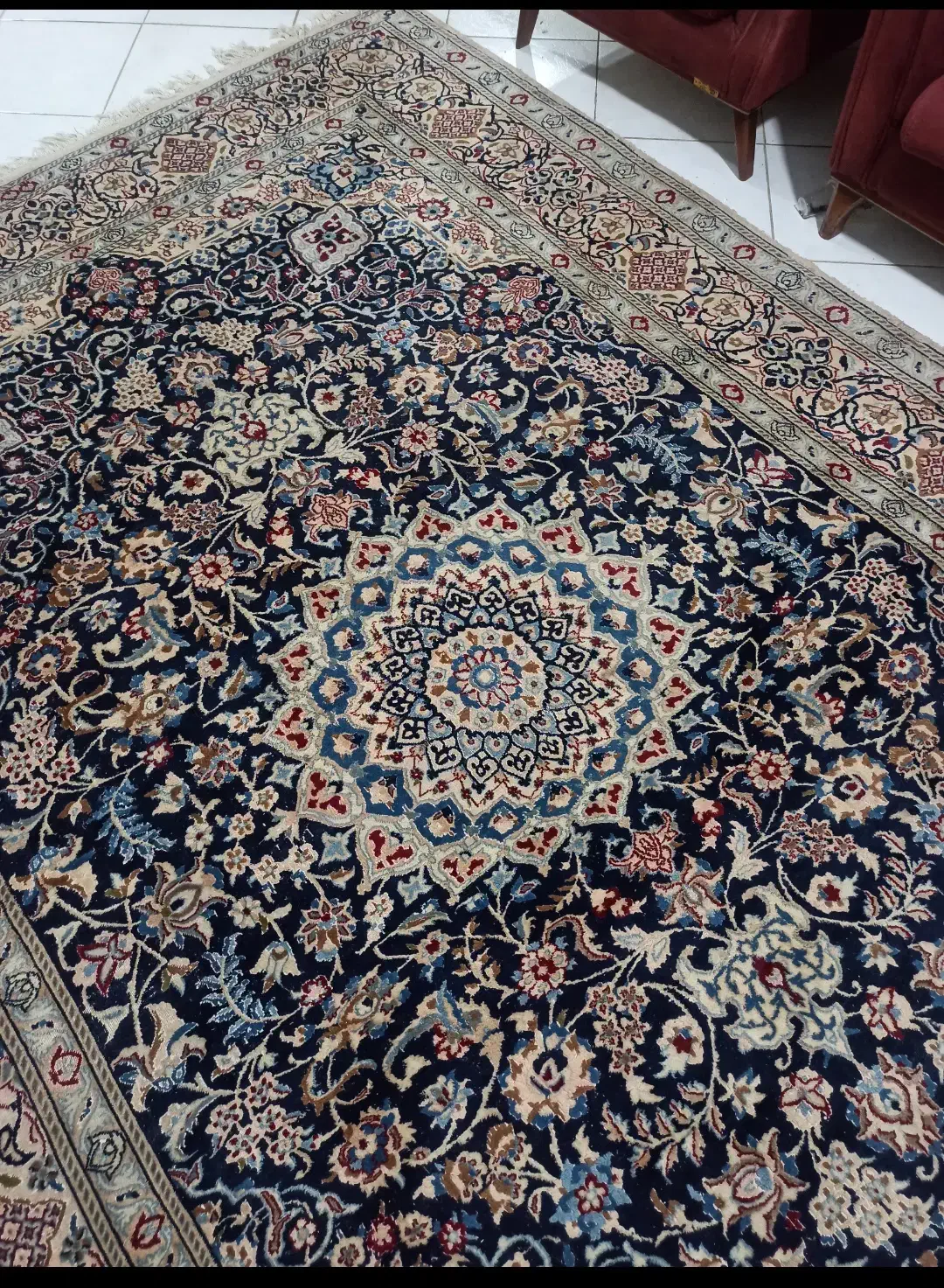 فرش گل ابریشم دستباف|فرش|شیراز, زرهی|دیوار