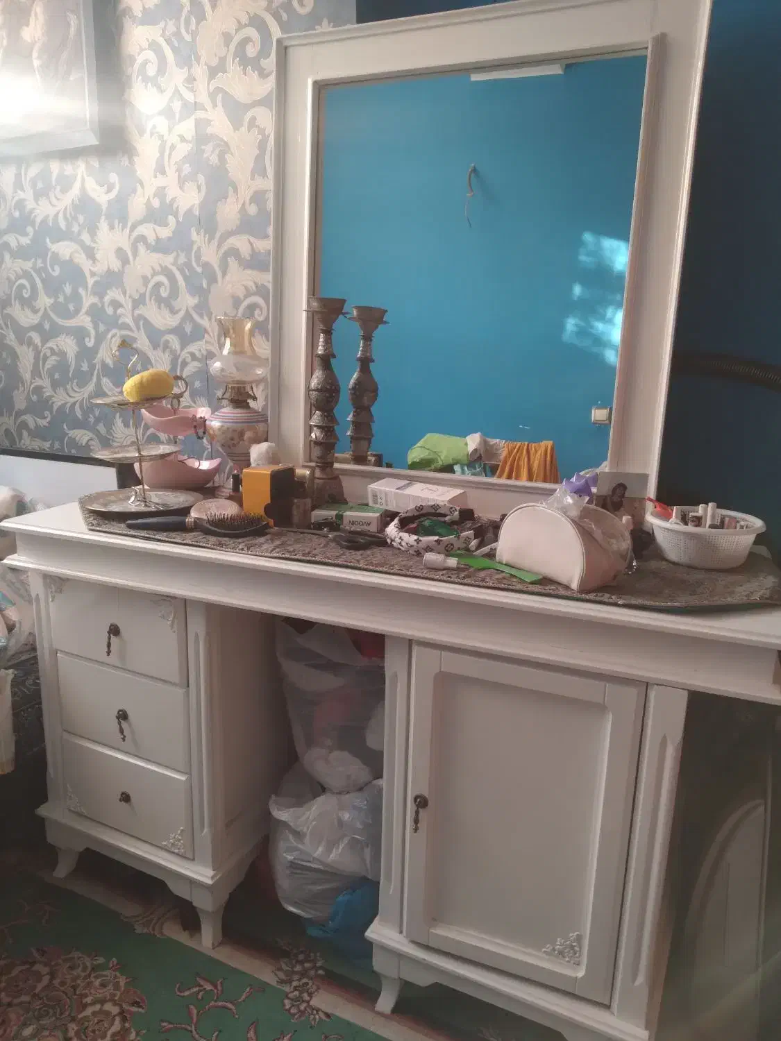 ایینه کنسول چوبی سفید|مبلمان خانگی و میز عسلی|قائمشهر, |دیوار