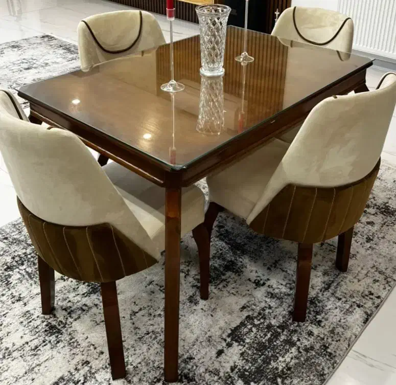 میز مبل ناهار خوری 4 نفره شیری|میز و صندلی غذاخوری|رویان, |دیوار