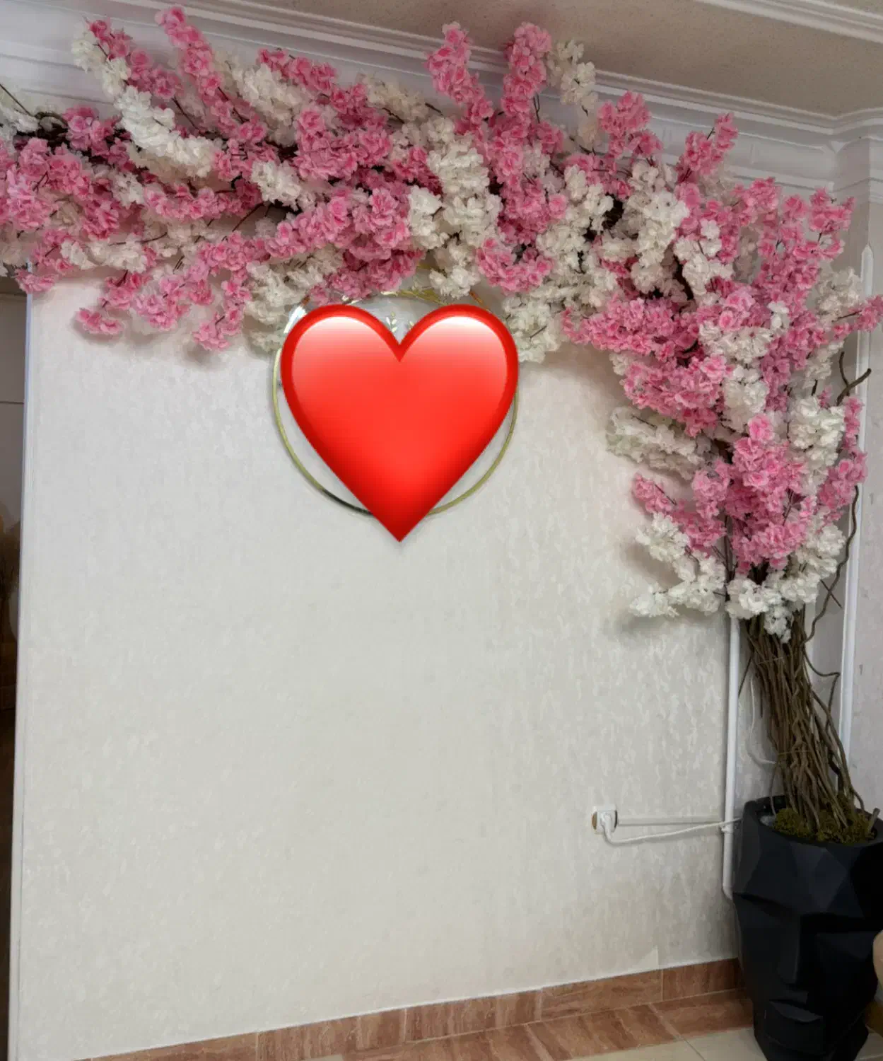 گل دکور سفید و صورتی|گل مصنوعی|رشت, گلباغ نماز|دیوار