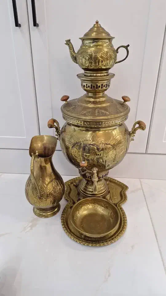 سماور و وسایل پا سماوری برنج|قوری، کتری، قهوهساز دستی|کرمانشاه, |دیوار