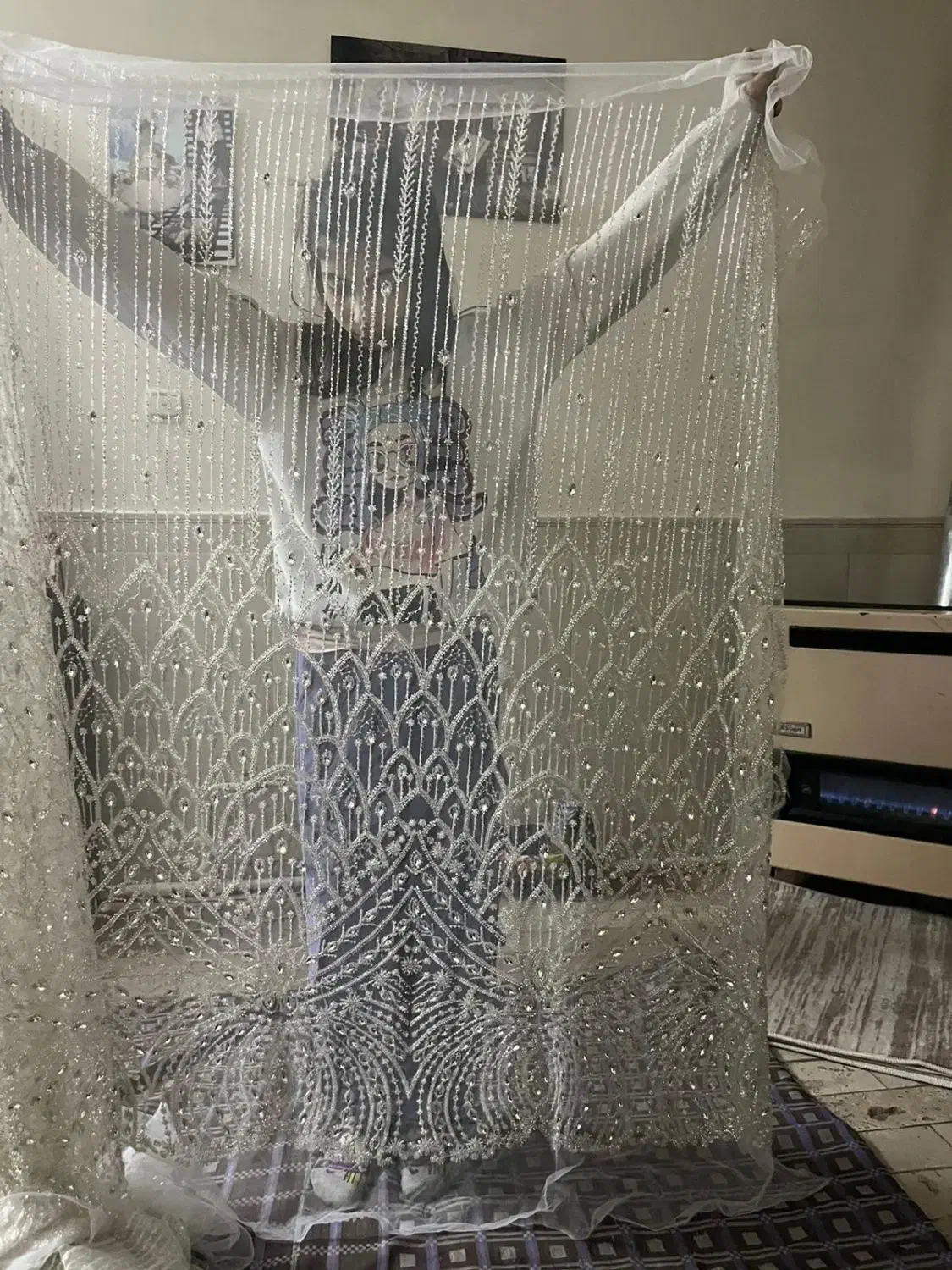 دانتل کارشده خامه ای رنگ|لوازم خیاطی و بافتنی|ری, شهرک نظامی|دیوار