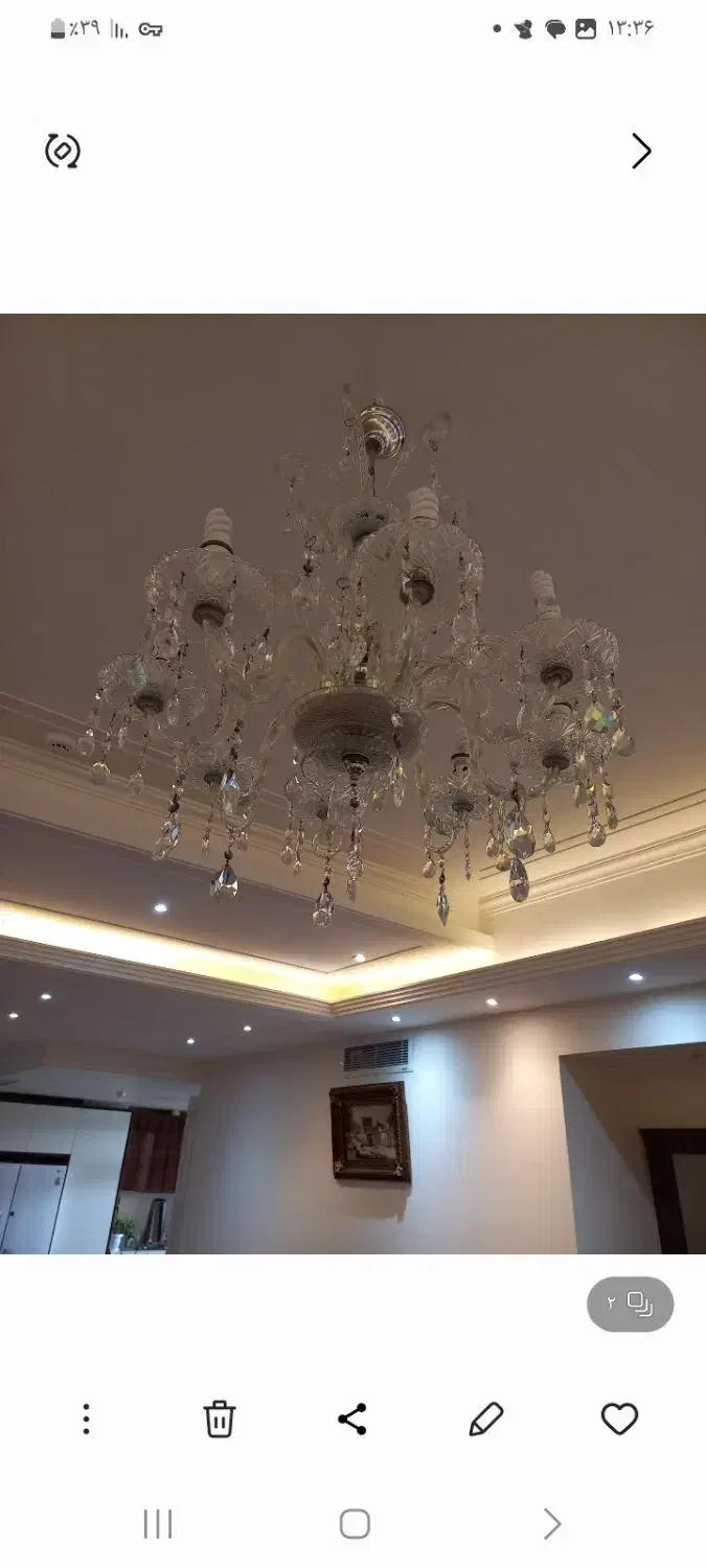 لوستر ۸ شاخه قدیمی|لوستر و چراغ آویز|قم, باجک یک|دیوار