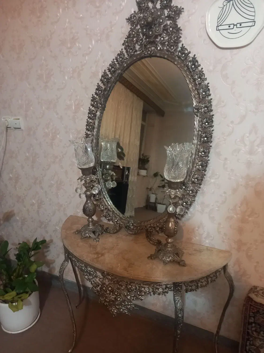 آیینه کنسول وشمعدانی برنز|بوفه، ویترین، کنسول|همدان, |دیوار