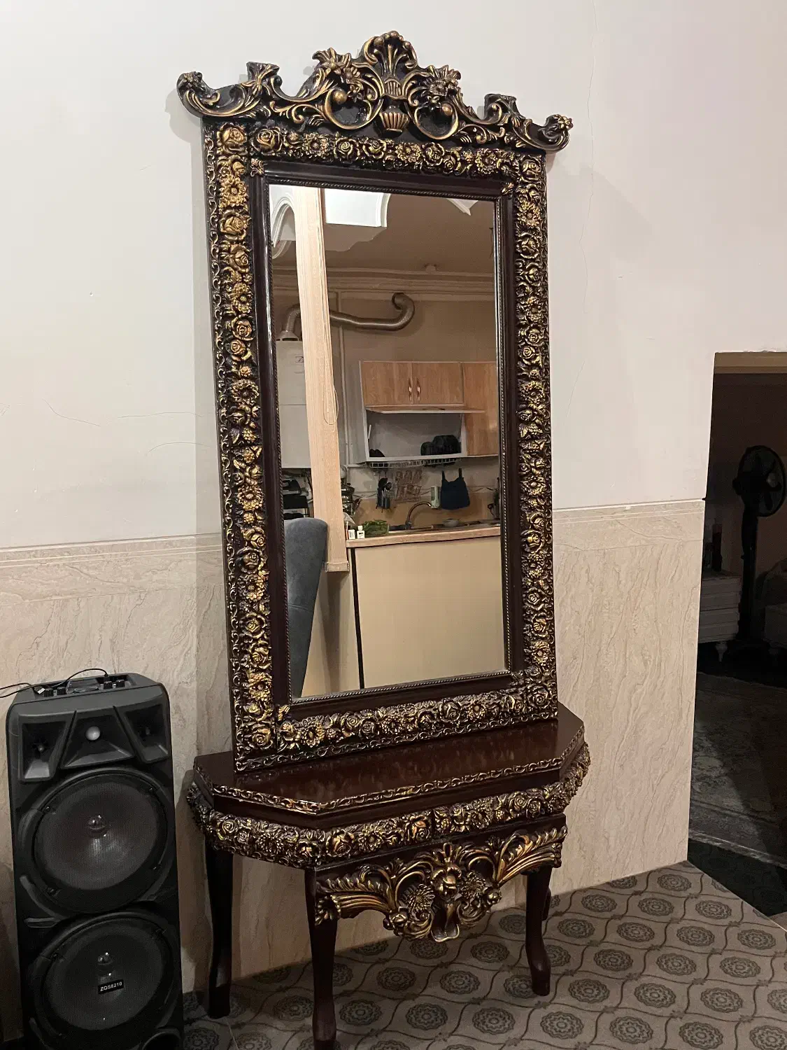 آینه کنسول میزتلوزیون|بوفه، ویترین، کنسول|مهریز, |دیوار