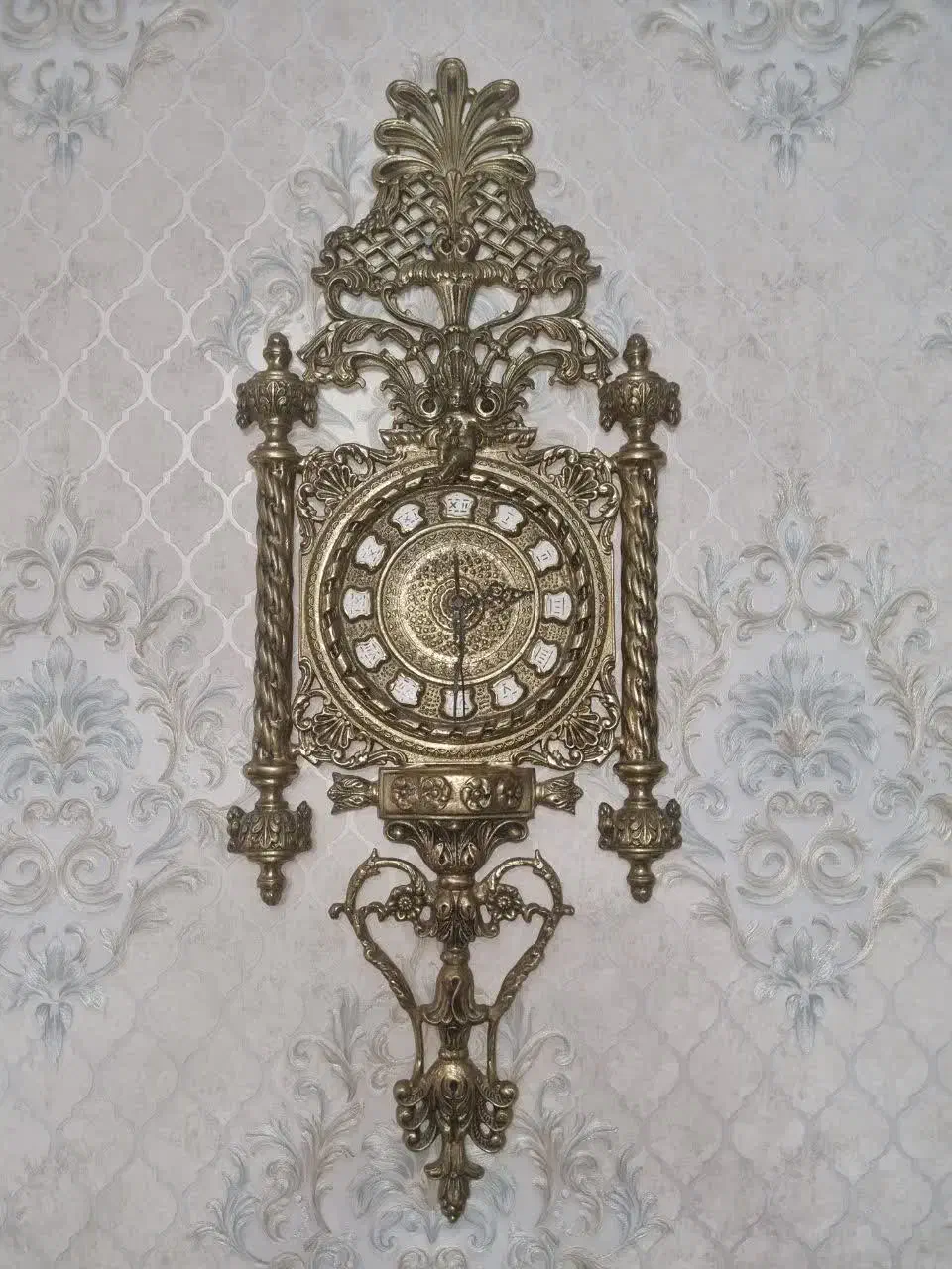 ساعت و اینه شمعدان برنج|صنایع دستی و سایر لوازم تزئینی|ری, فیروزآبادی|دیوار