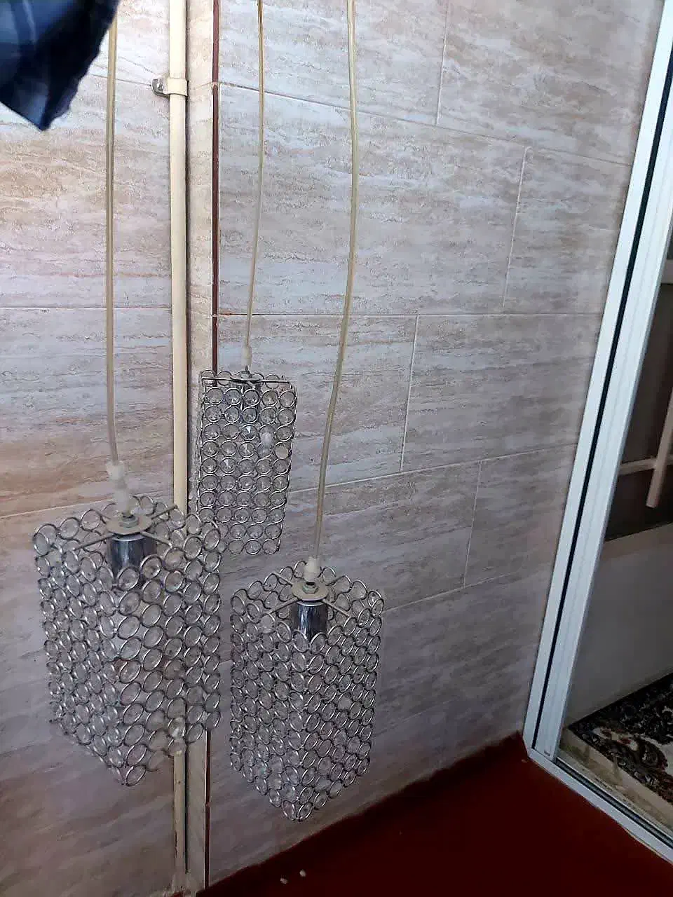 اویزبافت سه شعله ارتفاع قابل تنظیم رنگ نقره ای|لوستر و چراغ آویز|پاکدشت, پاکدشت (مامازند)|دیوار