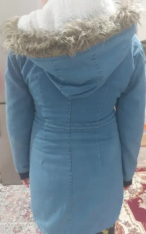 پالتو جین خز دار سایز ۴۰|لباس|لنگرود, |دیوار