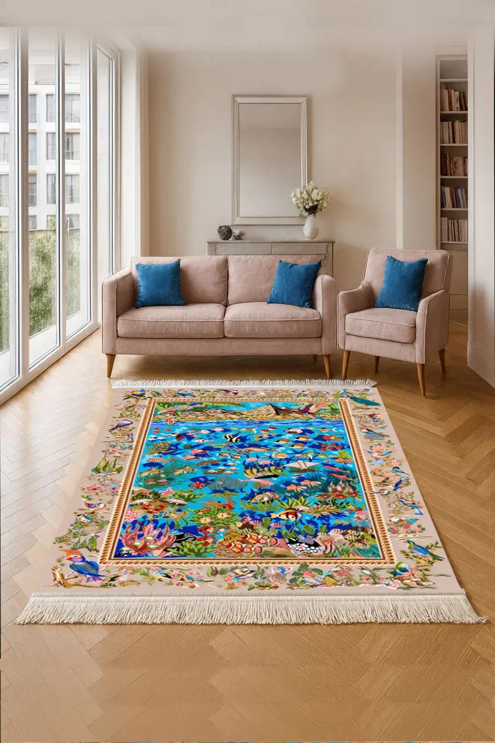 فرش فرشینه روفرشی پادری|فرش|رشت, گلباغ نماز|دیوار