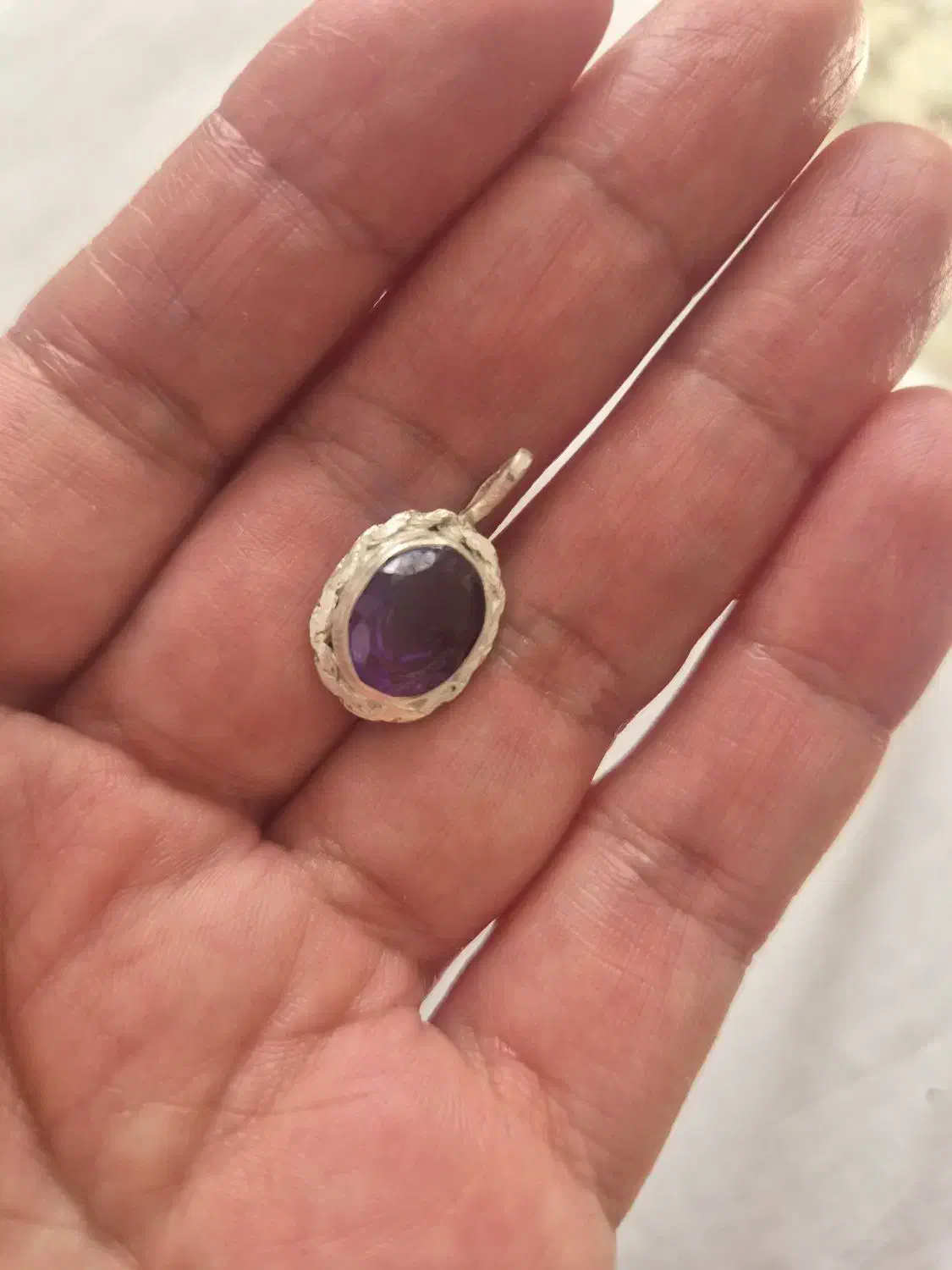 پلاک نقره با سنگ آمیتیست معدنی|جواهرات|کرمانشاه, |دیوار