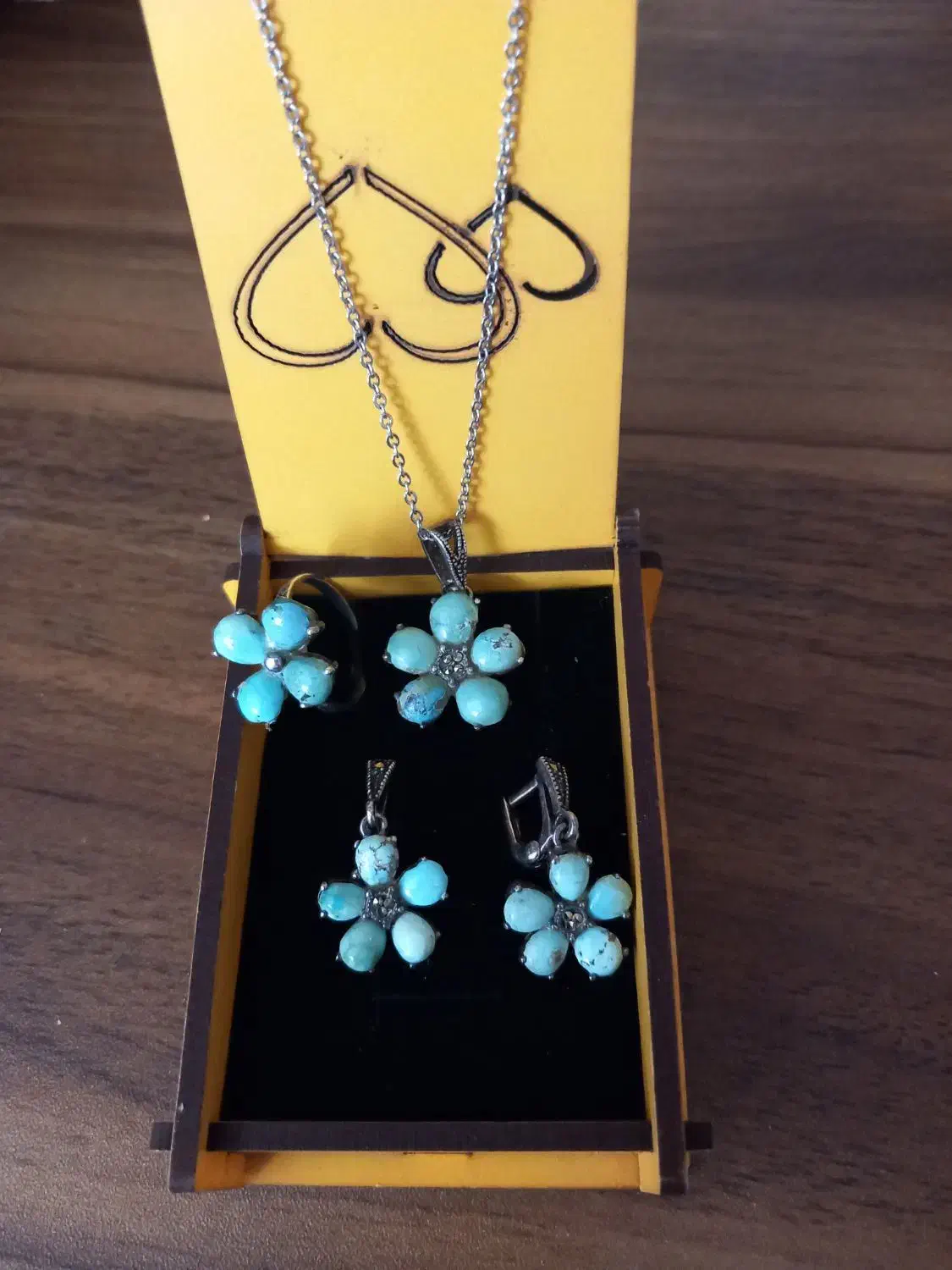 سرویس نقره با سنگ فیروزه اصل|جواهرات|قائمشهر, |دیوار