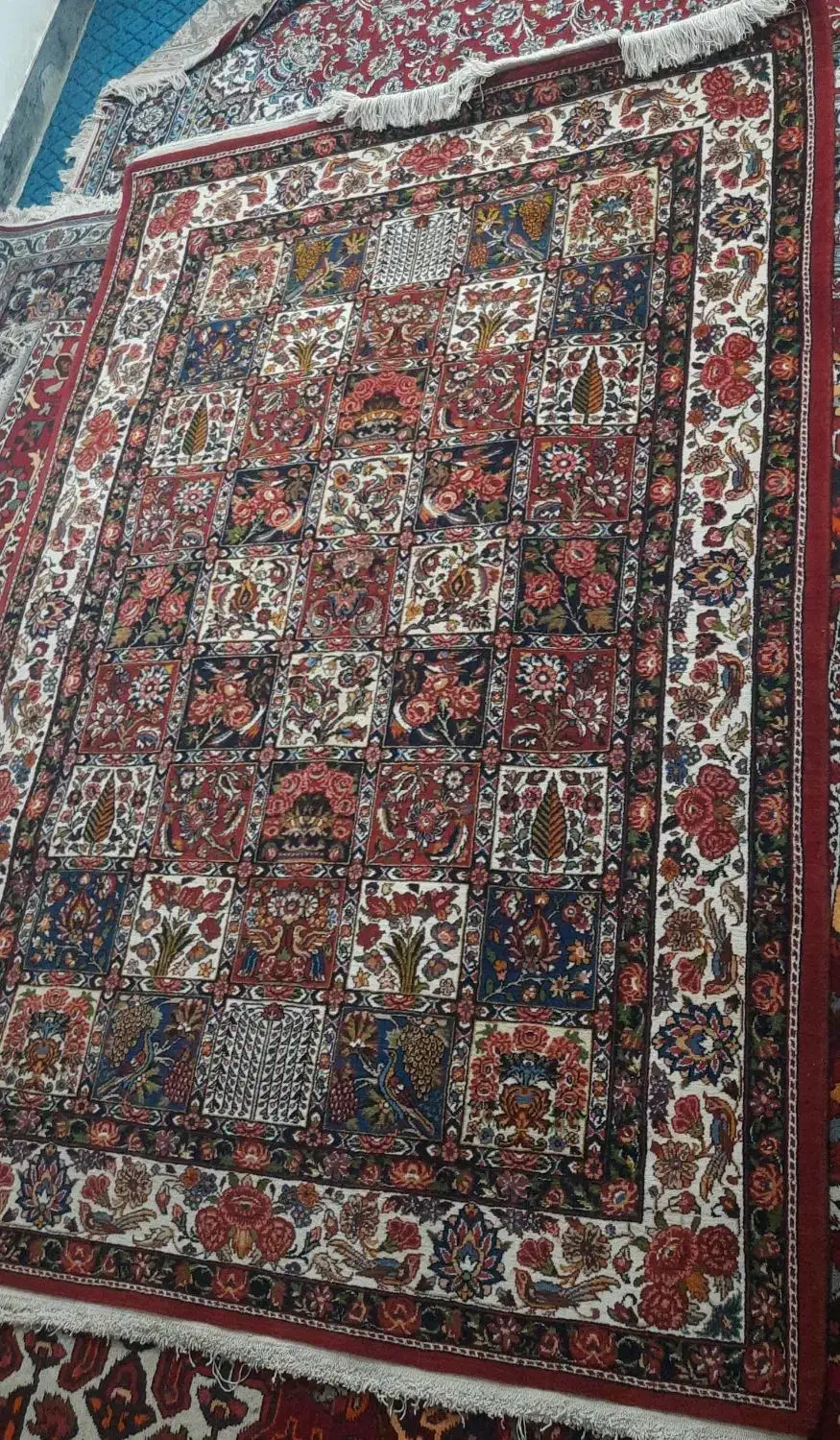 قالی و فرش خشت چالشتری رنگرزی گیاهی|فرش|اصفهان, نقش جهان|دیوار