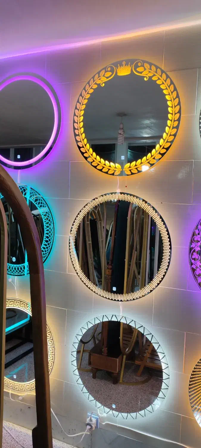 آینه های رینگلایت دار دایره ای لمسی بکلایت طرحدار|آینه|ارومیه, |دیوار