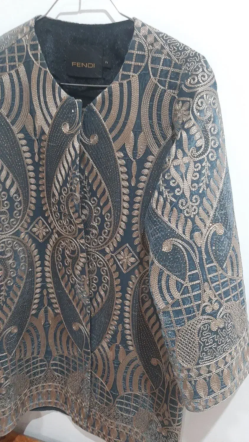 مانتو کتی مزونی مخمل ترمه دوزی مدل بته جقه|لباس|زنجان, |دیوار