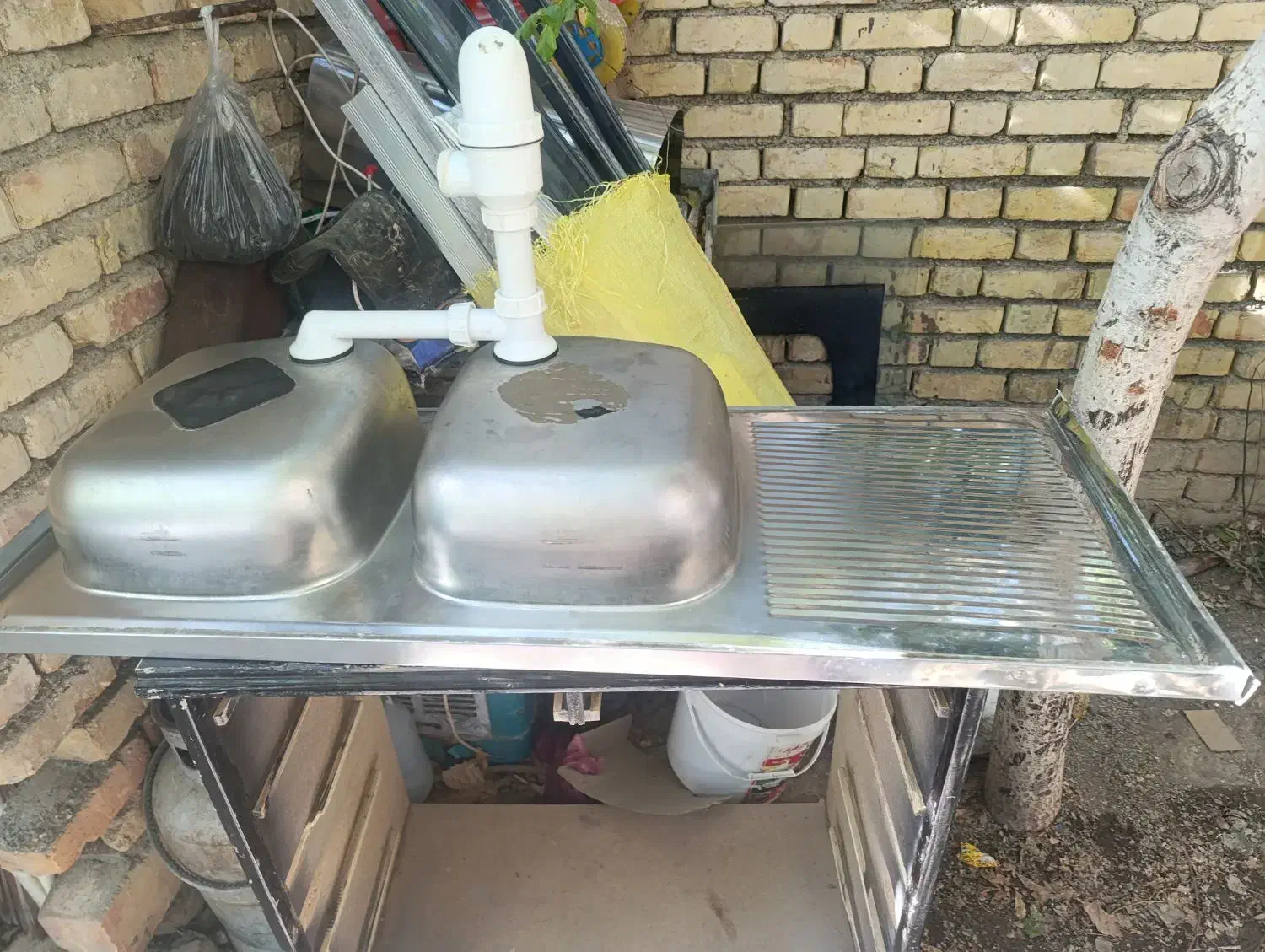 یک عدد سینک دوقلو کاملا سالم|آبچکان و نظمدهنده ظروف|خمین, |دیوار