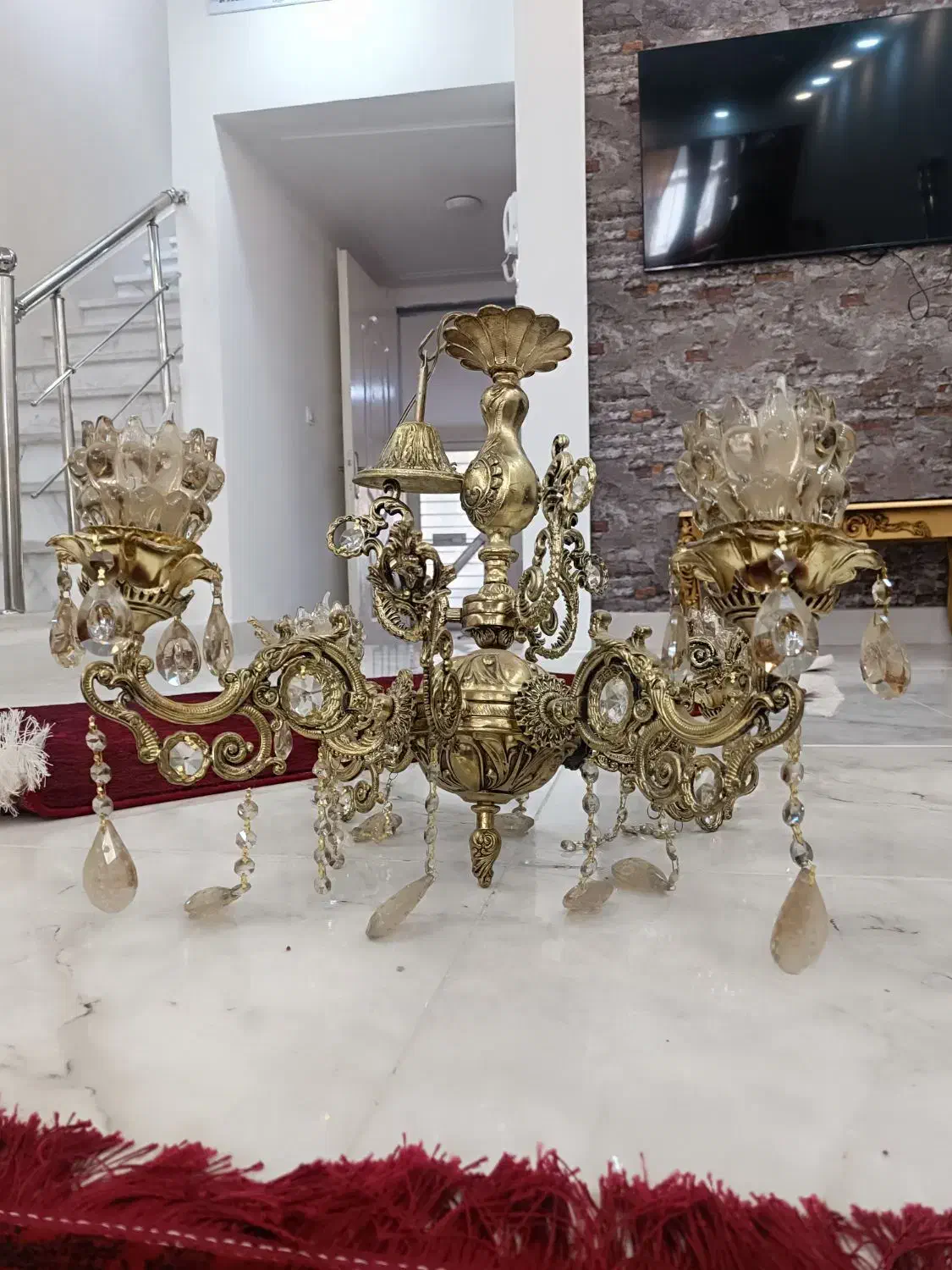 لوستر برنزی چهار شاخه طرح جدید|لوستر و چراغ آویز|سبزوار, توحیدشهر|دیوار