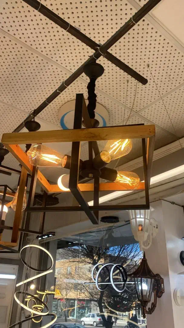 لوستر چوب فلز کلاسیک|لوستر و چراغ آویز|گلپایگان, |دیوار