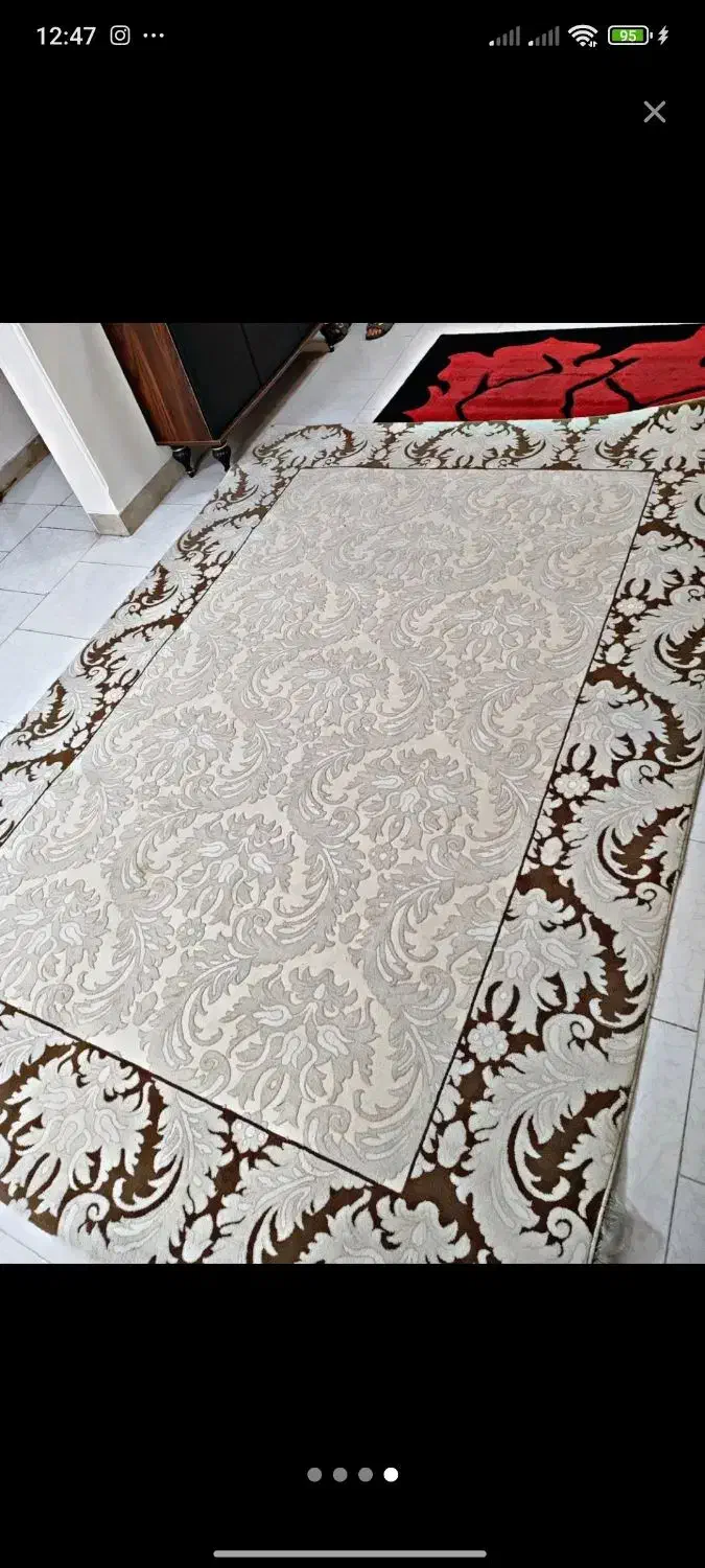 ۳ عدد فرش ۶/۳/۲ متری کرم قهوه ای نو فووری|فرش|تهران, هروی|دیوار