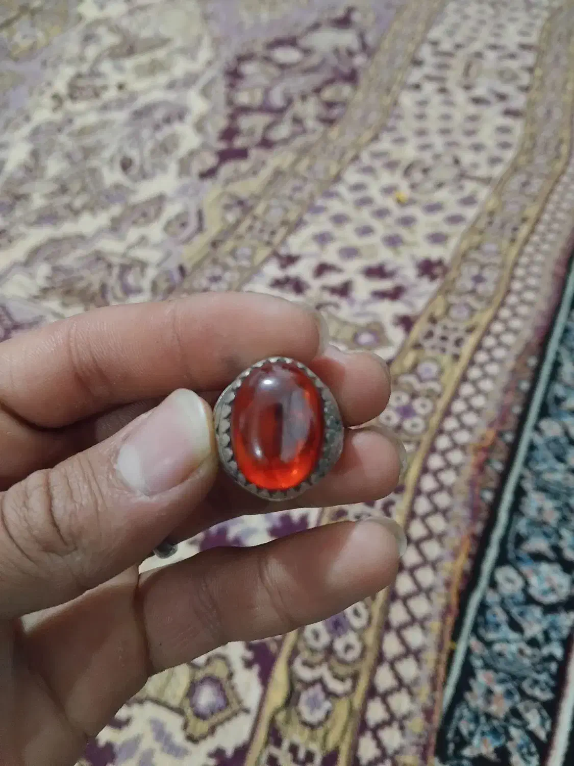 انگشتر نقره عقیق یمنی|کلکسیون اشیاء عتیقه|اسفراین, |دیوار