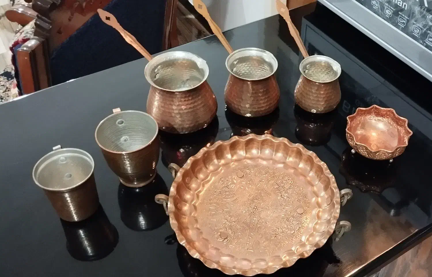 هفت تکه ظروف مس|ظروف سرو و پذیرایی|جیرفت, |دیوار