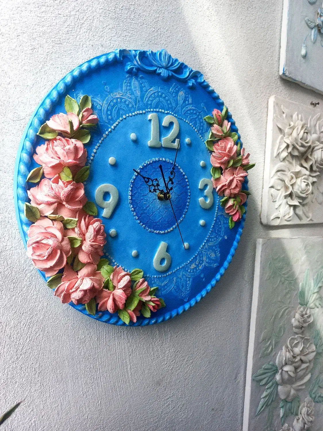 انواع دیوار کوب ساعت با گلهای برجسته استاکو|ساعت دیواری و تزئینی|رشت, توشیبا|دیوار