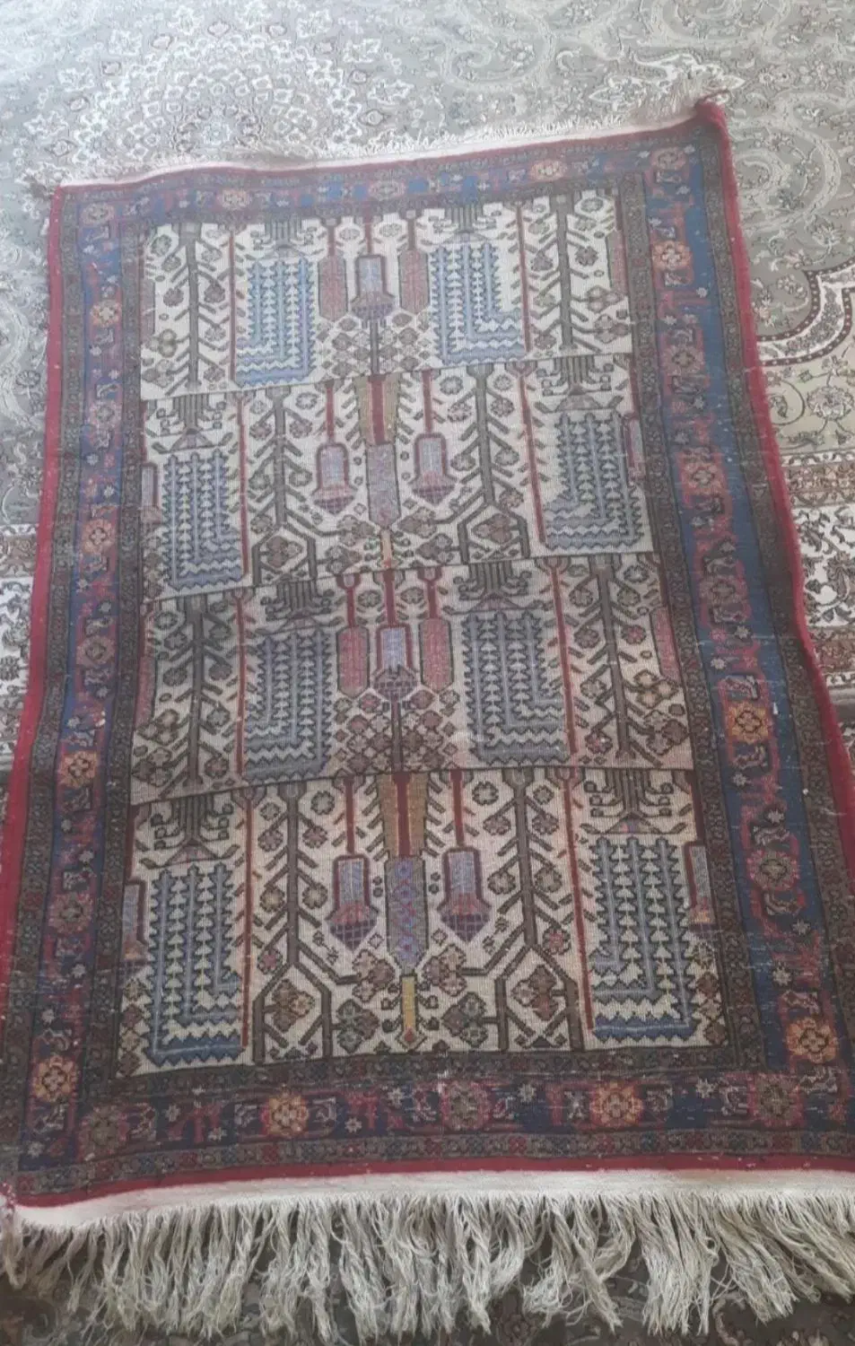 دو عدد قالیچه ای دستباف قدیمی یک در یک و نیم|فرش|کرمانشاه, |دیوار