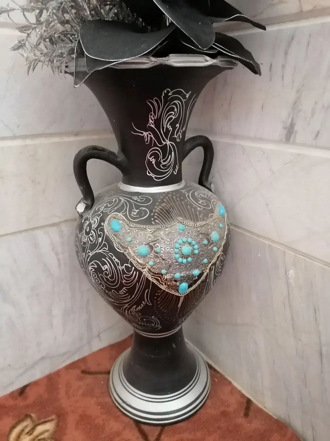 گلدان سفالی کنار سالنی|صنایع دستی و سایر لوازم تزئینی|قم, کلهری|دیوار